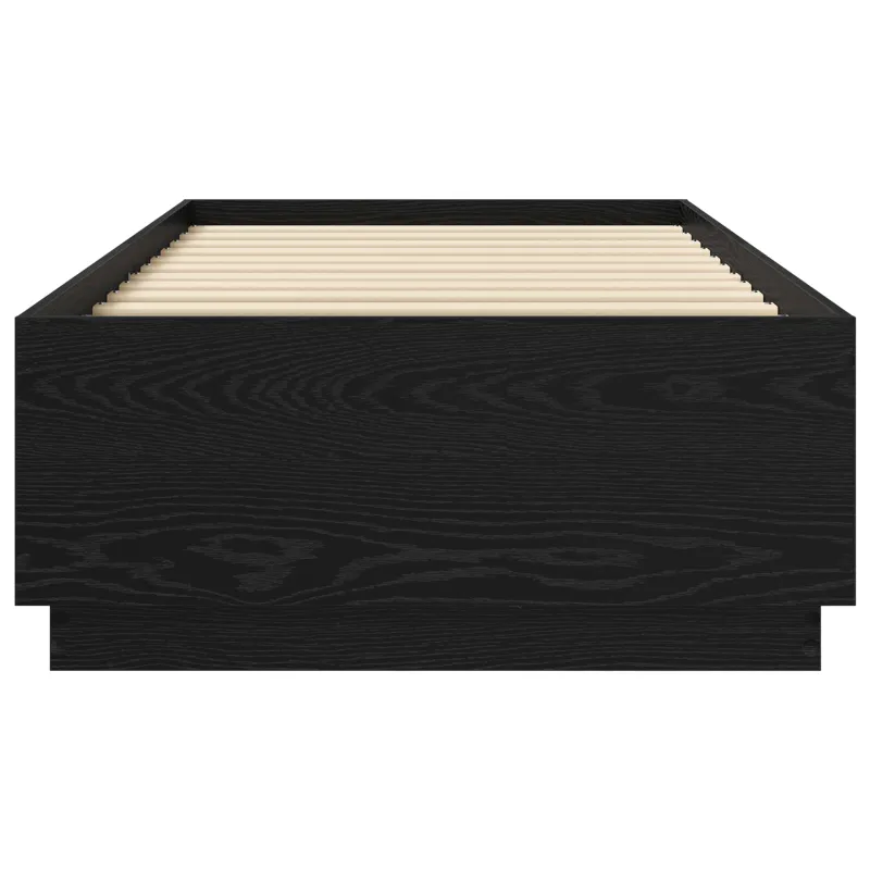 Lovos rėmas su LED Juodojo ąžuolo 80 x 200 cm Apdirbta mediena