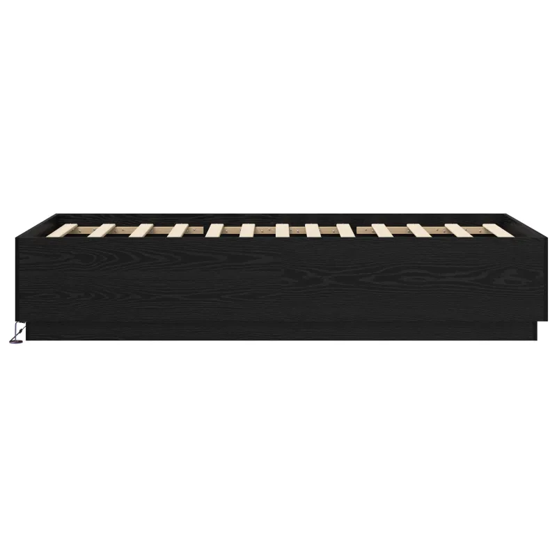 Lovos rėmas su LED Juodojo ąžuolo 80 x 200 cm Apdirbta mediena