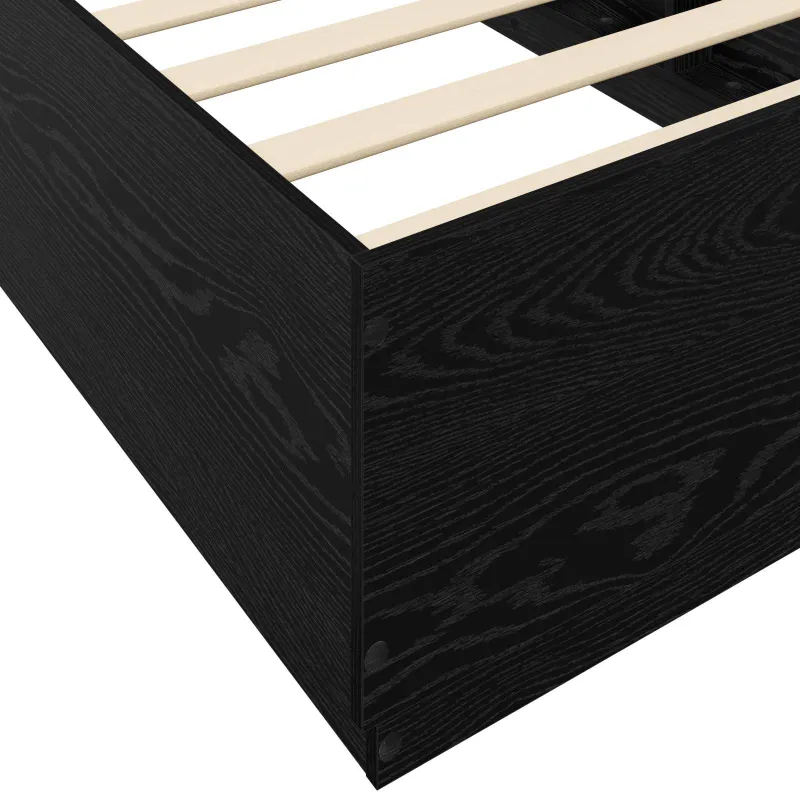 Lovos rėmas su LED Juodojo ąžuolo 80 x 200 cm Apdirbta mediena