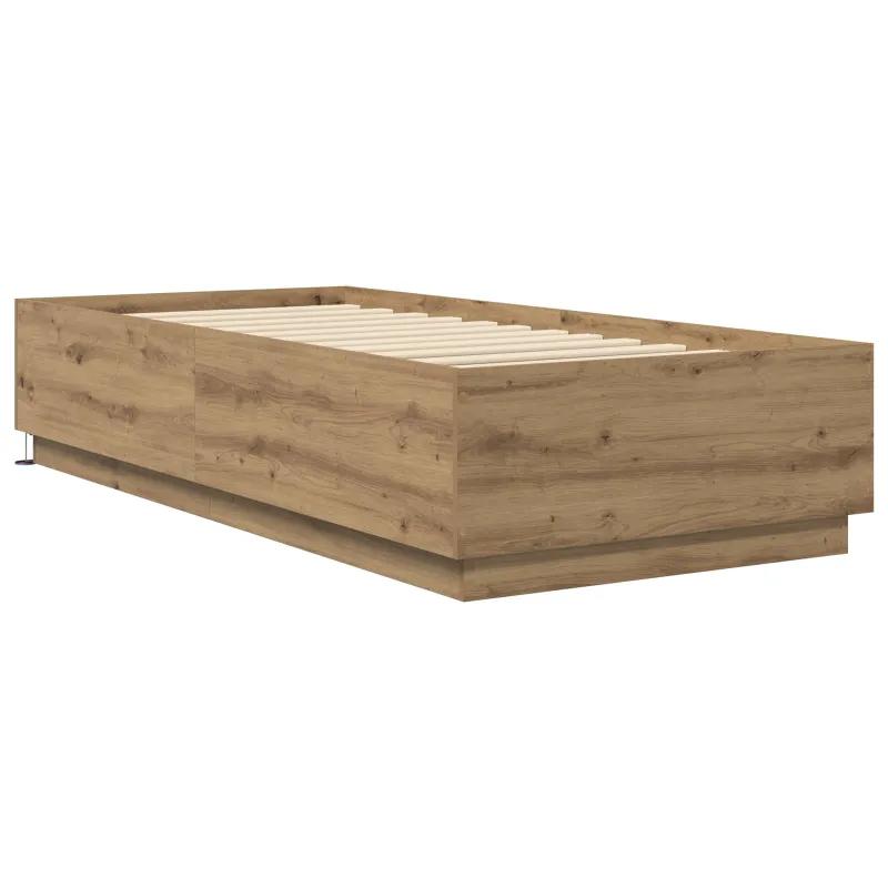 Lovos rėmas su LED Artisano ąžuolo 80 x 200 cm Apdirbta mediena