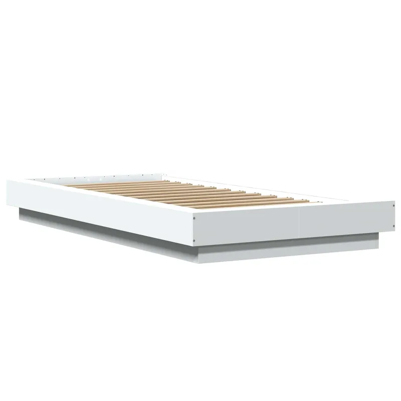 Lovos rėmas su LED Balta 80 x 200 cm Apdirbta mediena