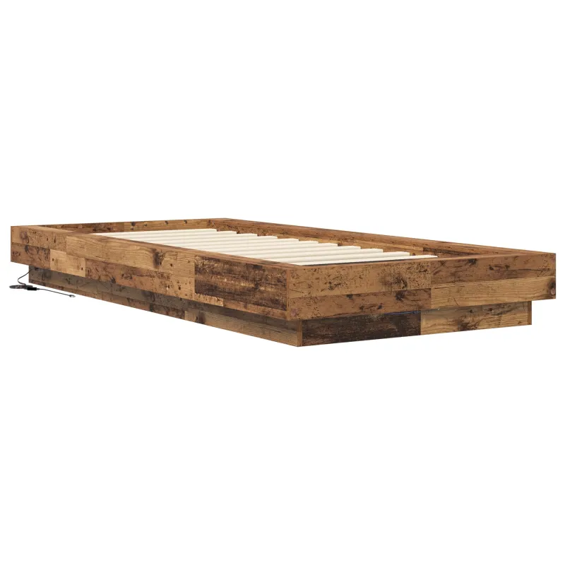 Lovos rėmas su LED Sendintos medienos 80 x 200 cm
