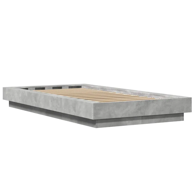 Lovos rėmas su LED Betono pilka 80 x 200 cm Apdirbta mediena