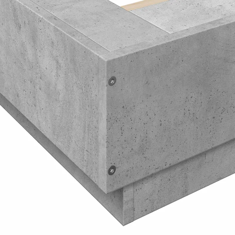 Lovos rėmas su LED Betono pilka 80 x 200 cm Apdirbta mediena