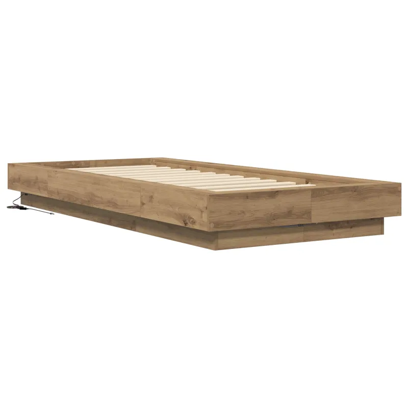 Lovos rėmas su LED Artisano ąžuolo 80 x 200 cm Apdirbta mediena