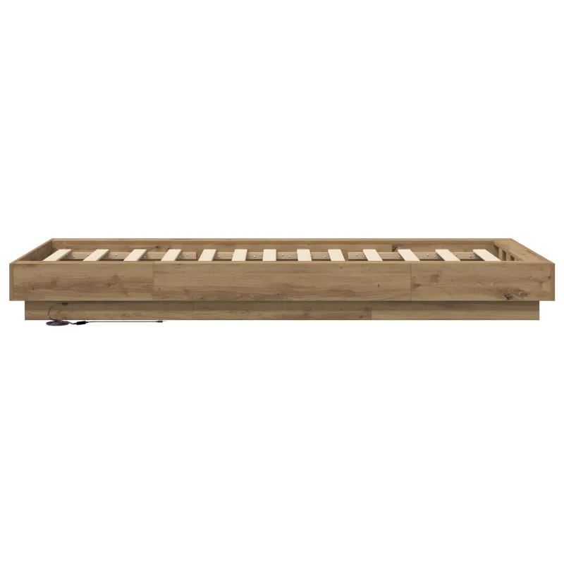 Lovos rėmas su LED Artisano ąžuolo 80 x 200 cm Apdirbta mediena