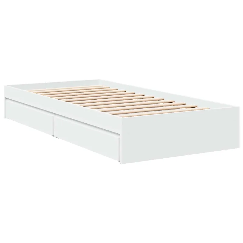 Lovos rėmas su saugojimu Balta 80 x 200 cm Apdirbta mediena