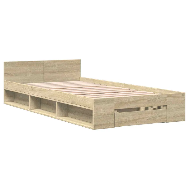 Lovos rėmas su saugojimu su stalčių Sonoma ąžuolas 80 x 200 cm