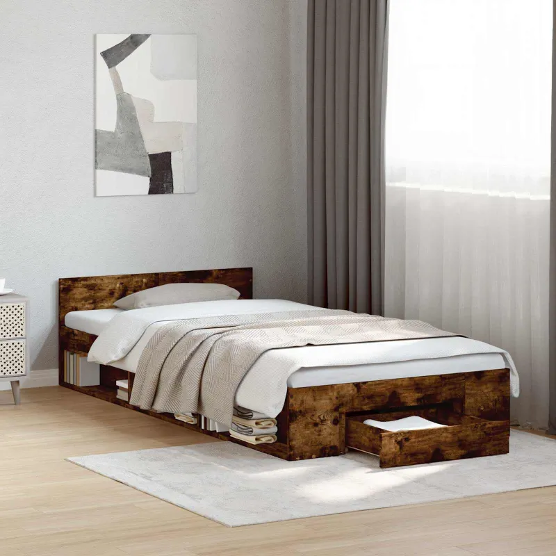 Lovos rėmas su saugojimu su stalčių Dūminio ąžuolo 80 x 200 cm