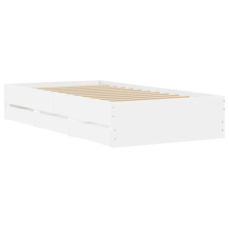 Lovos rėmas su saugojimu Balta 80 x 200 cm Apdirbta mediena