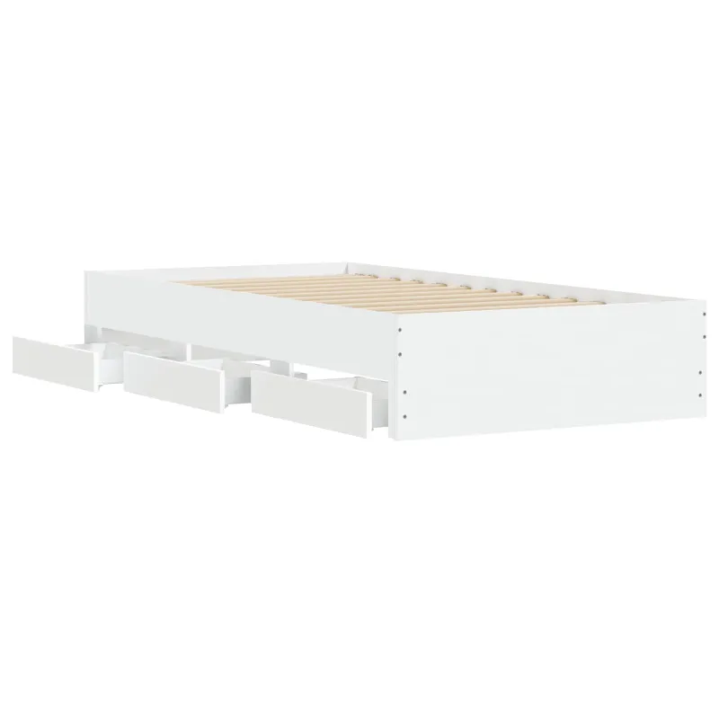 Lovos rėmas su saugojimu Balta 80 x 200 cm Apdirbta mediena