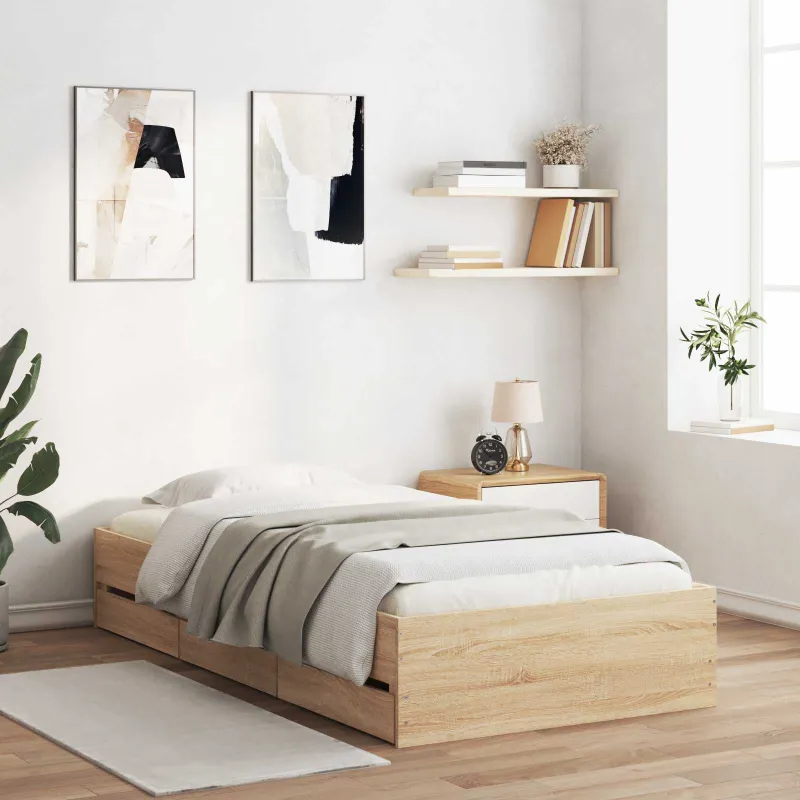 Lovos rėmas su saugojimu su stalčių Sonoma ąžuolas 80 x 200 cm