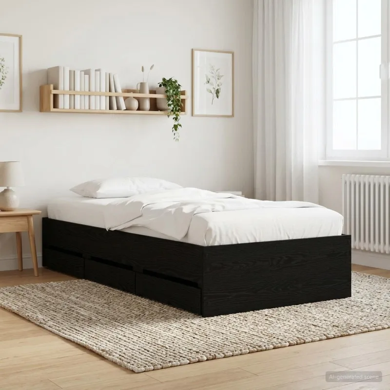 Lovos rėmas su saugojimu su stalčių Juodojo ąžuolo 80 x 200 cm