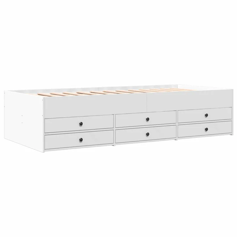 Lovos rėmas su saugojimu Balta 80 x 200 cm Apdirbta mediena
