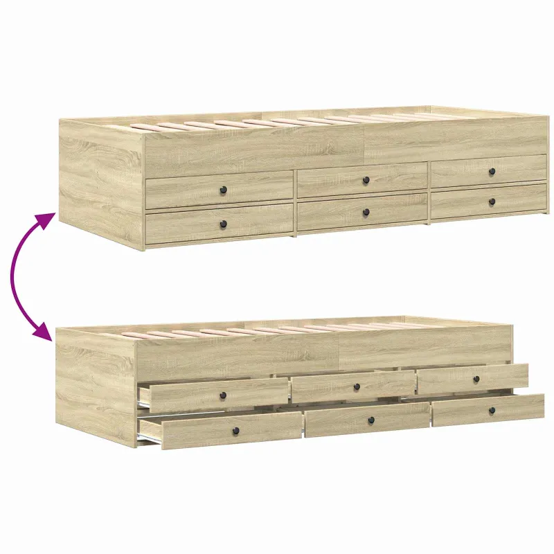 Lovos rėmas su saugojimu su stalčių Sonoma ąžuolas 80 x 200 cm