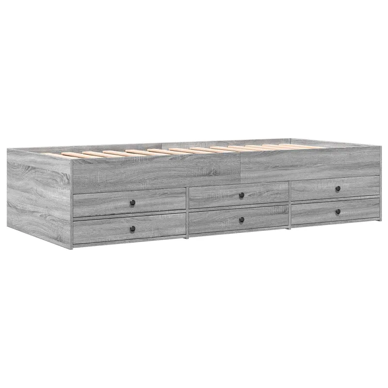 Lovos rėmas su saugojimu su stalčių Pilka Sonoma 80 x 200 cm