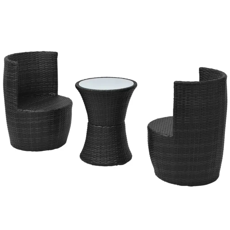 Bistrokalustekokonaisuus tyynyine, 3D, musta, poliratkaali