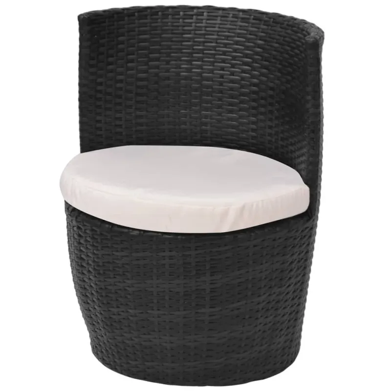 Bistrokalustekokonaisuus tyynyine, 3D, musta, poliratkaali