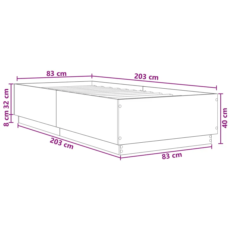 Lovos rėmas Juodojo ąžuolo 80 x 200 cm Apdirbta mediena