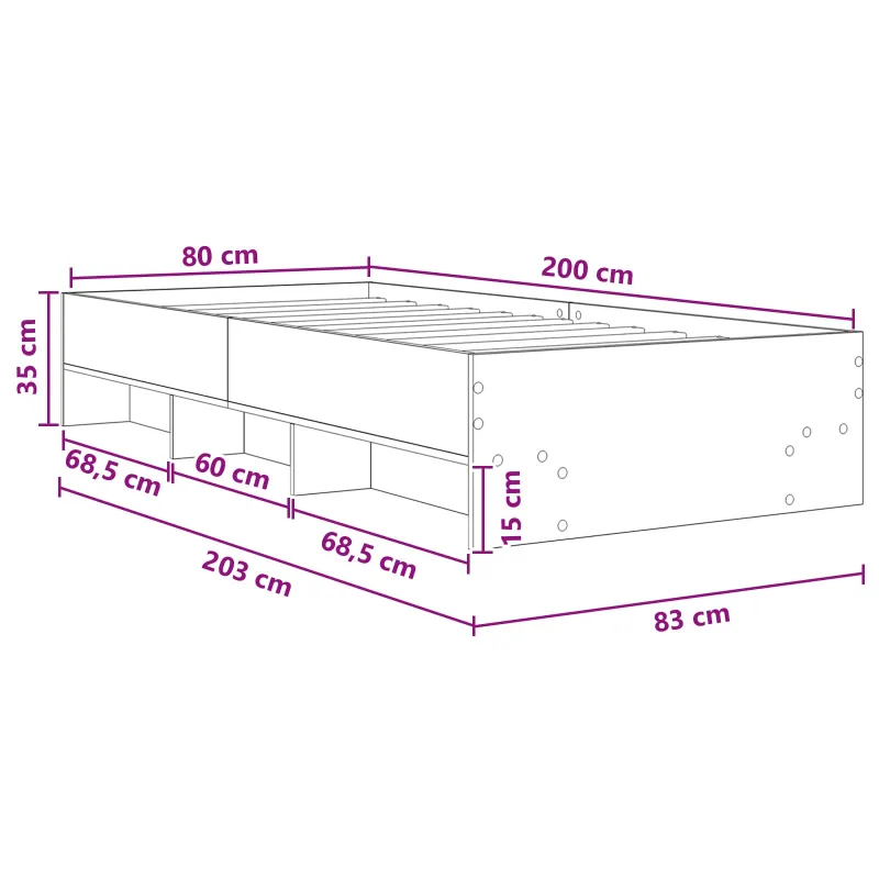 Lovos rėmas Artisano ąžuolo 80 x 200 cm Apdirbta mediena