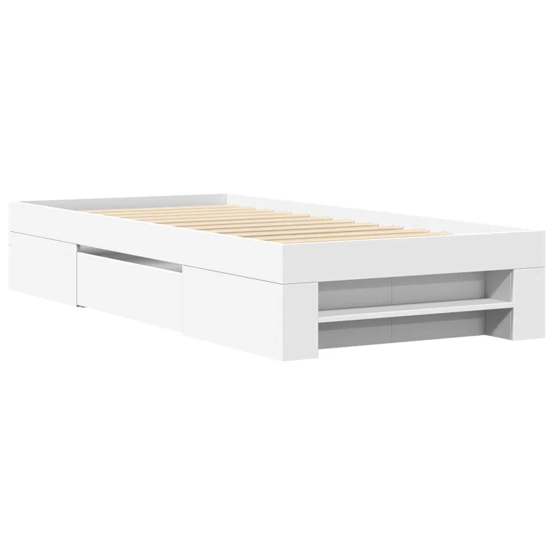 Lovos rėmas su saugojimu Balta 80 x 200 cm Apdirbta mediena