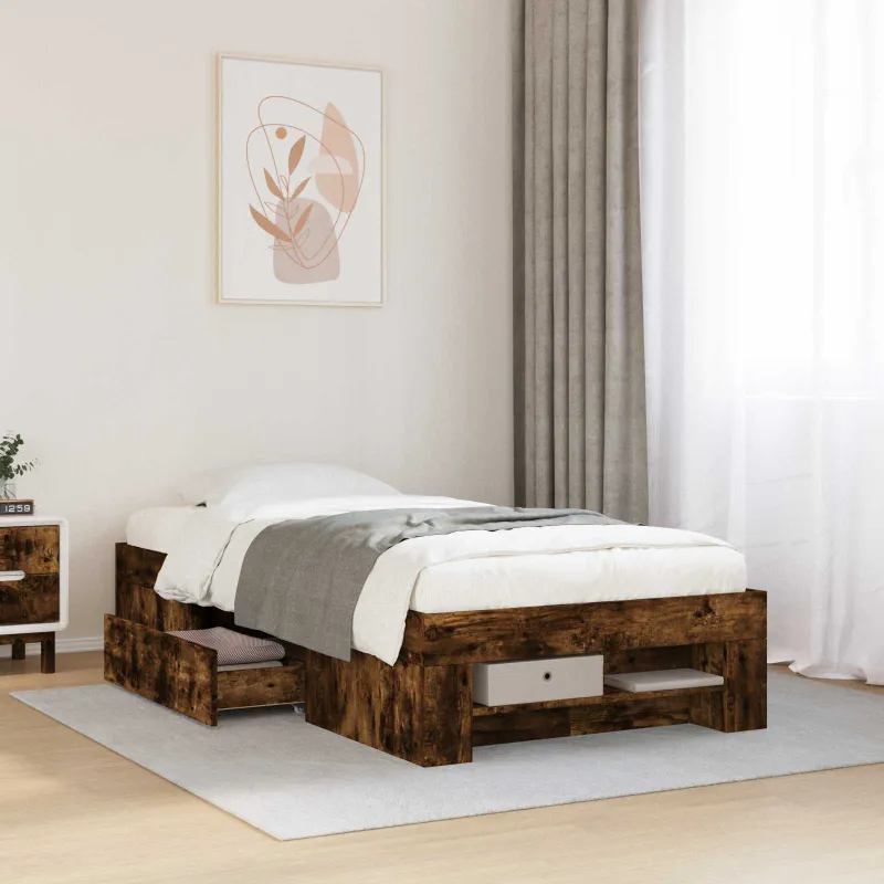 Lovos rėmas su saugojimu su stalčių Dūminio ąžuolo 80 x 200 cm