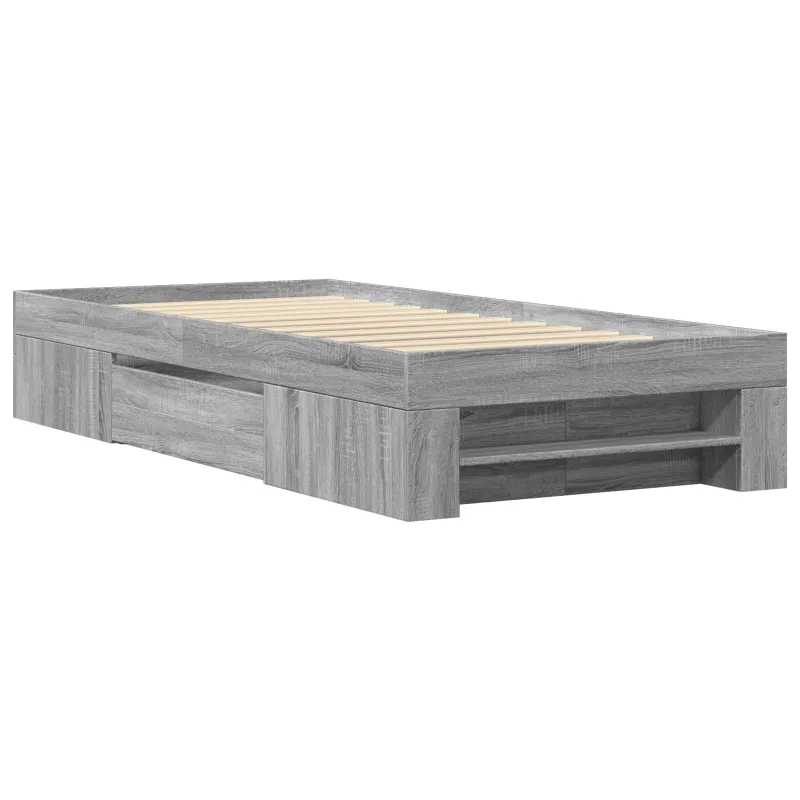 Lovos rėmas su saugojimu su stalčių Pilka Sonoma 80 x 200 cm