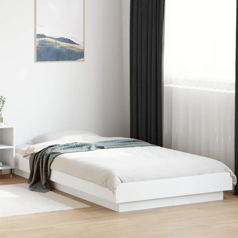 Grindų lovos rėmas Balta 80 x 210 cm Apdirbta mediena
