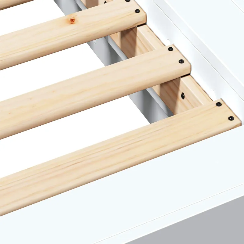 Grindų lovos rėmas Balta 80 x 210 cm Apdirbta mediena