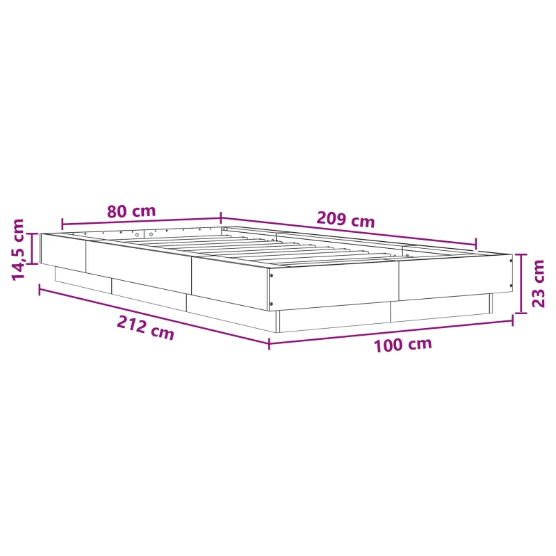 Grindų lovos rėmas Balta 80 x 210 cm Apdirbta mediena
