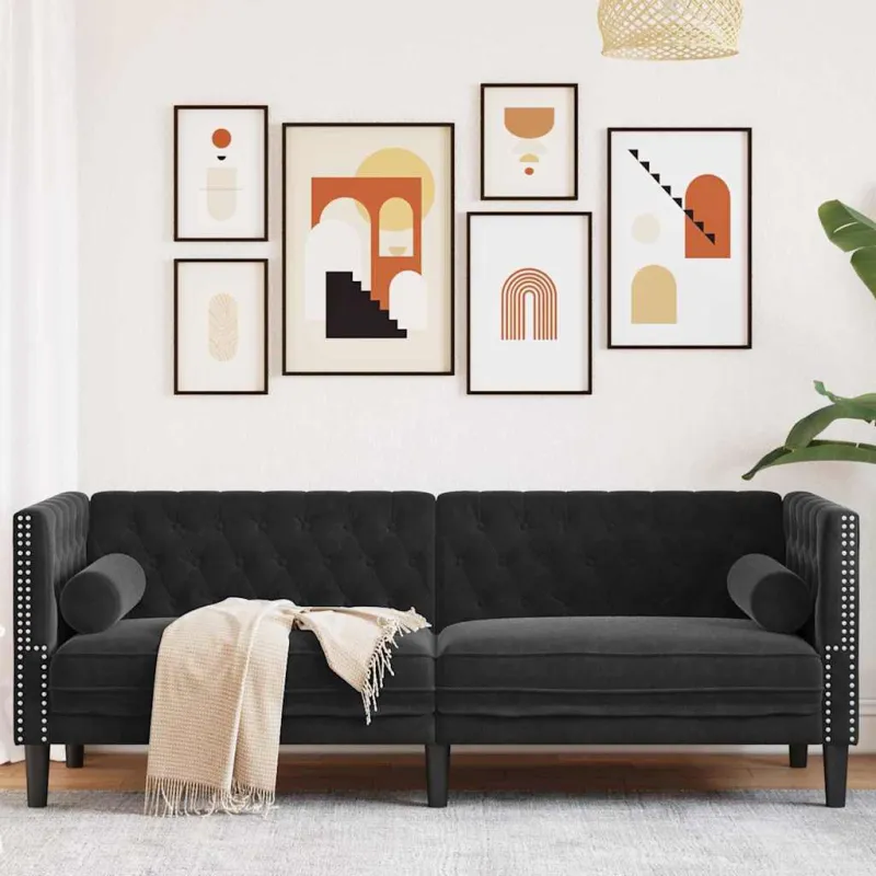 Sofa Juoda 194 x 74,5 x 70,5 cm Aksomas
