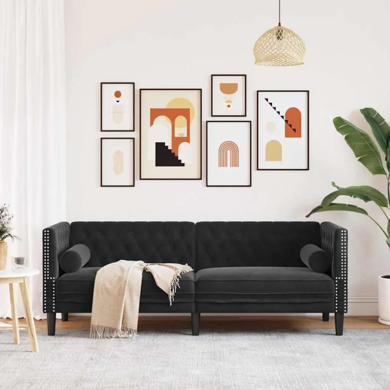 Sofa Juoda 194 x 74,5 x 70,5 cm Aksomas