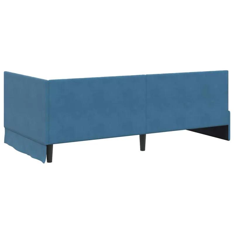 Kampinė lovos konstrukcija Mėlyna 100 cm x 200 cm Aksomas