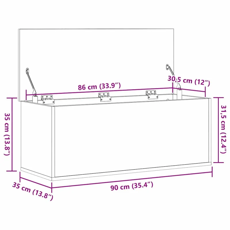 Saugojimo dėžė Senovinis medis 90 x 35 x 35 cm Apdirbta mediena