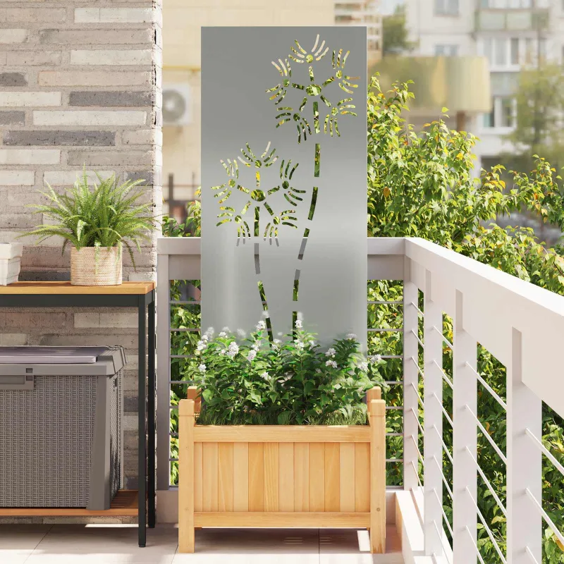 Sodo privatumo ekranas „Fretwork“ Sidabro 50 x 140 cm