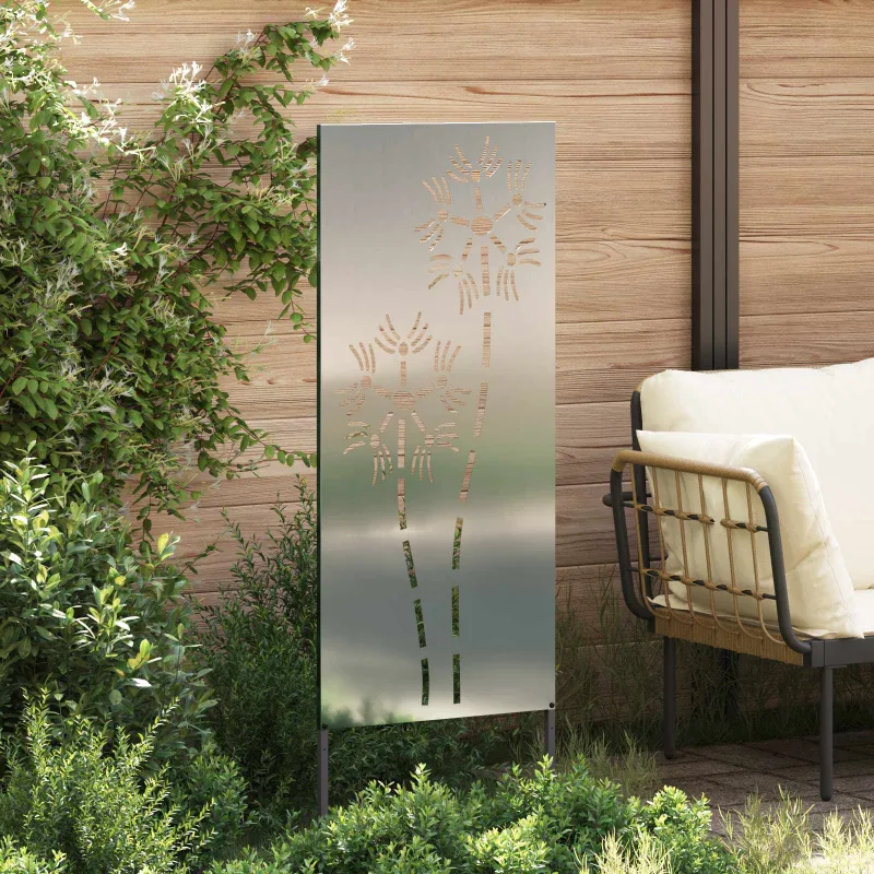 Sodo privatumo ekranas „Fretwork“ Sidabro 50 x 140 cm