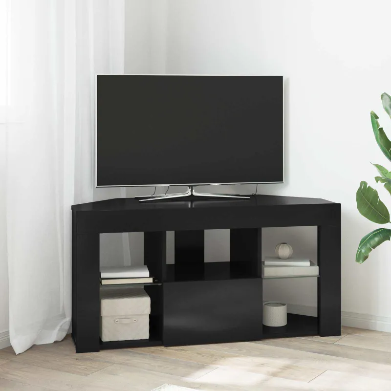 Kampinė LED televizoriaus spinta Juoda 100 x 40 x 50 cm