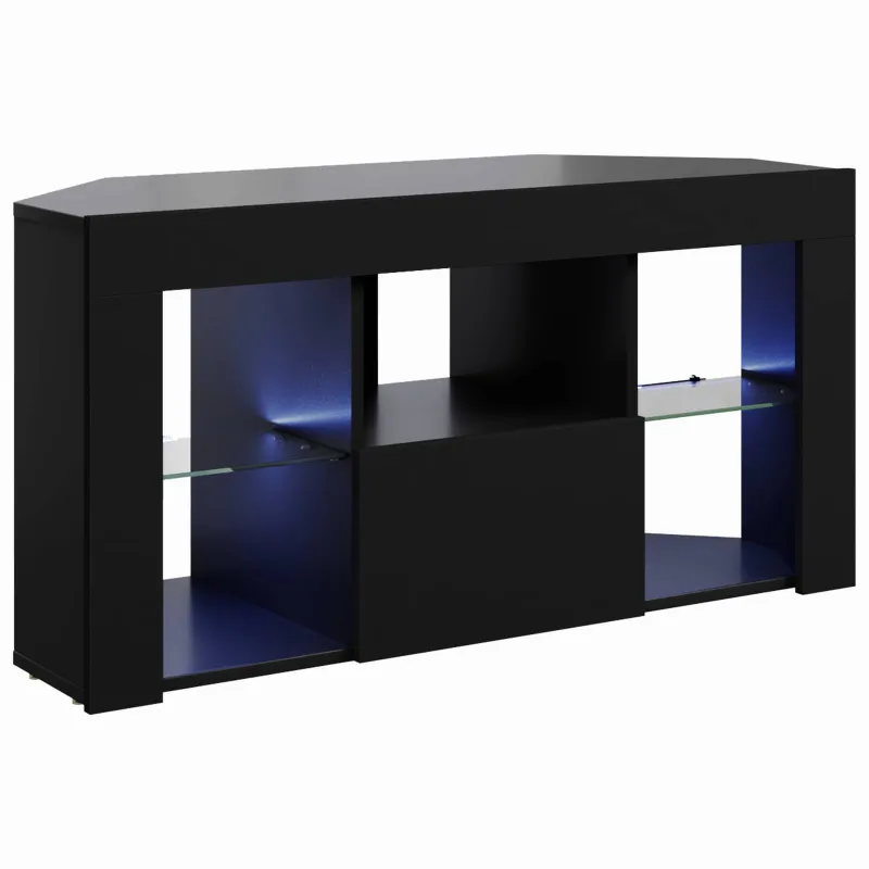 Kampinė LED televizoriaus spinta Juoda 100 x 40 x 50 cm