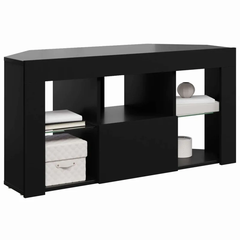 Kampinė LED televizoriaus spinta Juoda 100 x 40 x 50 cm