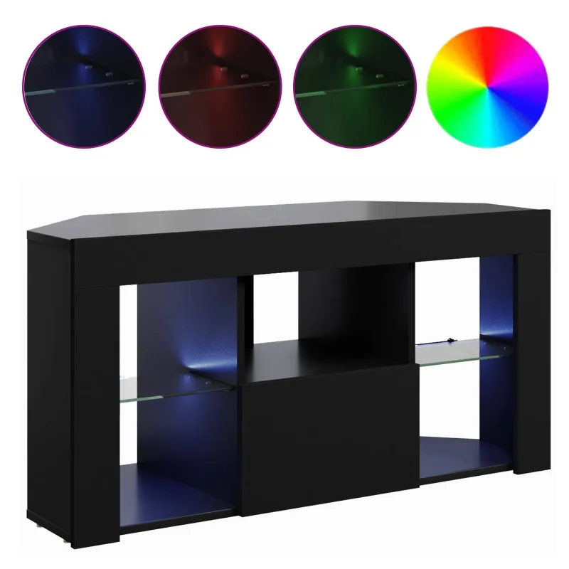 Kampinė LED televizoriaus spinta Juoda 100 x 40 x 50 cm
