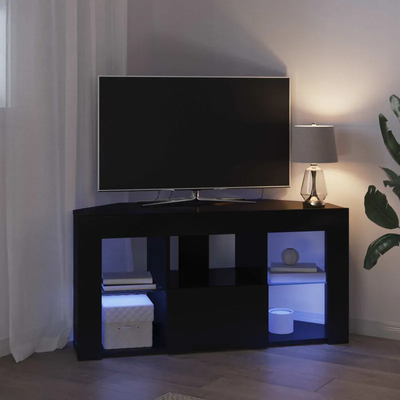 Kampinė LED televizoriaus spinta Juoda 100 x 40 x 50 cm