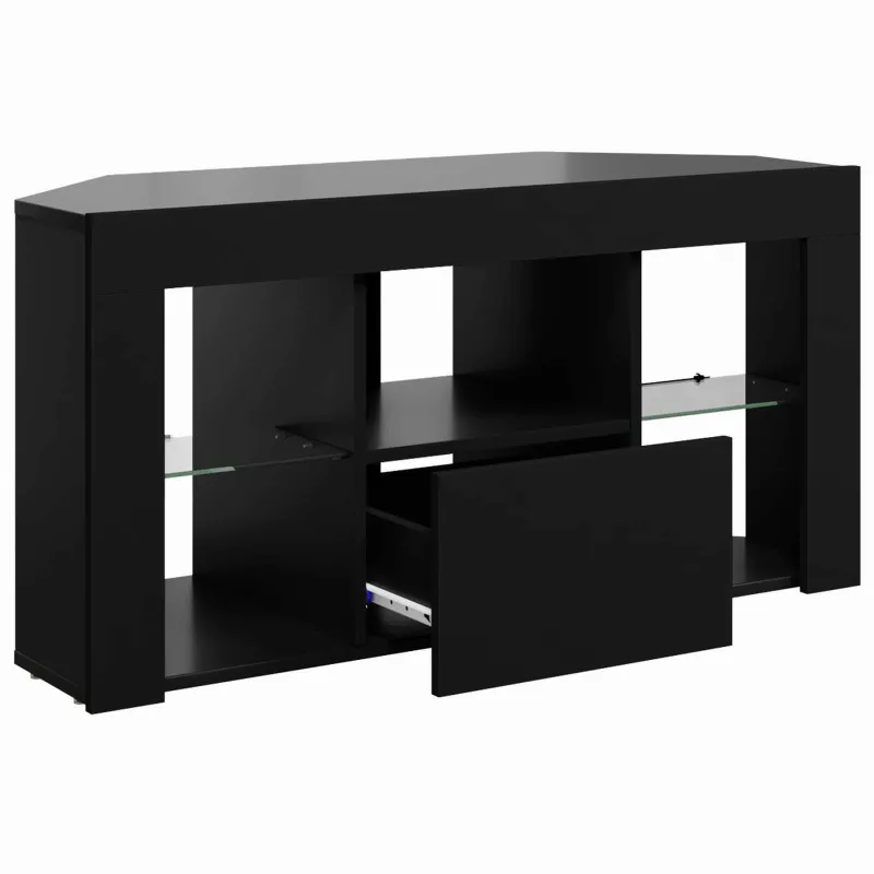 Kampinė LED televizoriaus spinta Juoda 100 x 40 x 50 cm