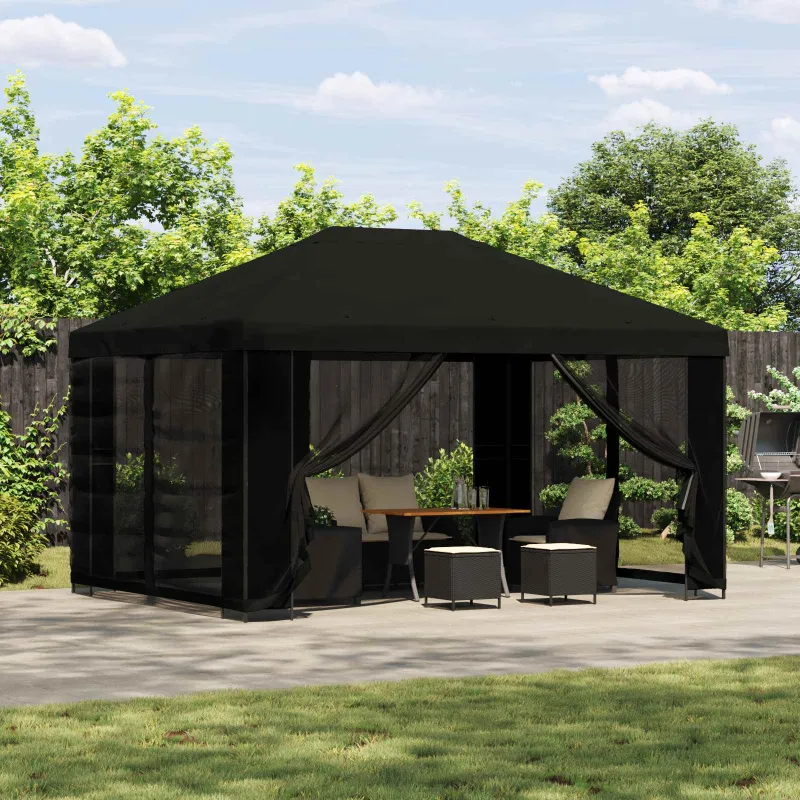 Paviljonas su šoninėmis sienelėmis 4 × 3 m Juoda