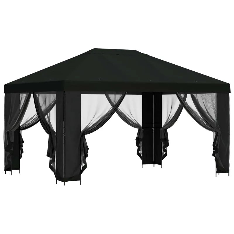 Paviljonas su šoninėmis sienelėmis 4 × 3 m Juoda