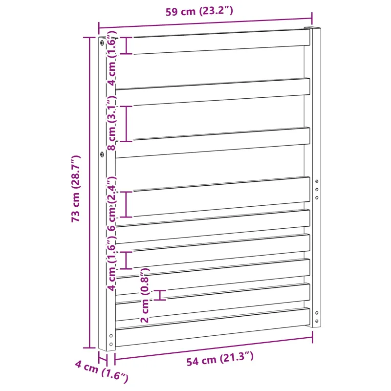 Porankiai 2 pcs Ruda 59 x 4 x 73 cm Apdirbta mediena