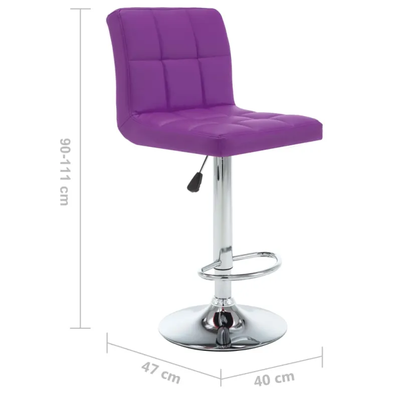 Baro taburetės, 2vnt., violetinės spalvos, dirbtinė oda