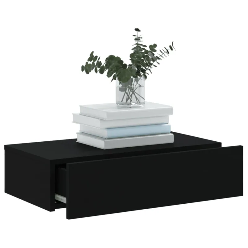 Televizoriaus spintelė su LED lemputėmis, juoda, 60x35x15,5cm