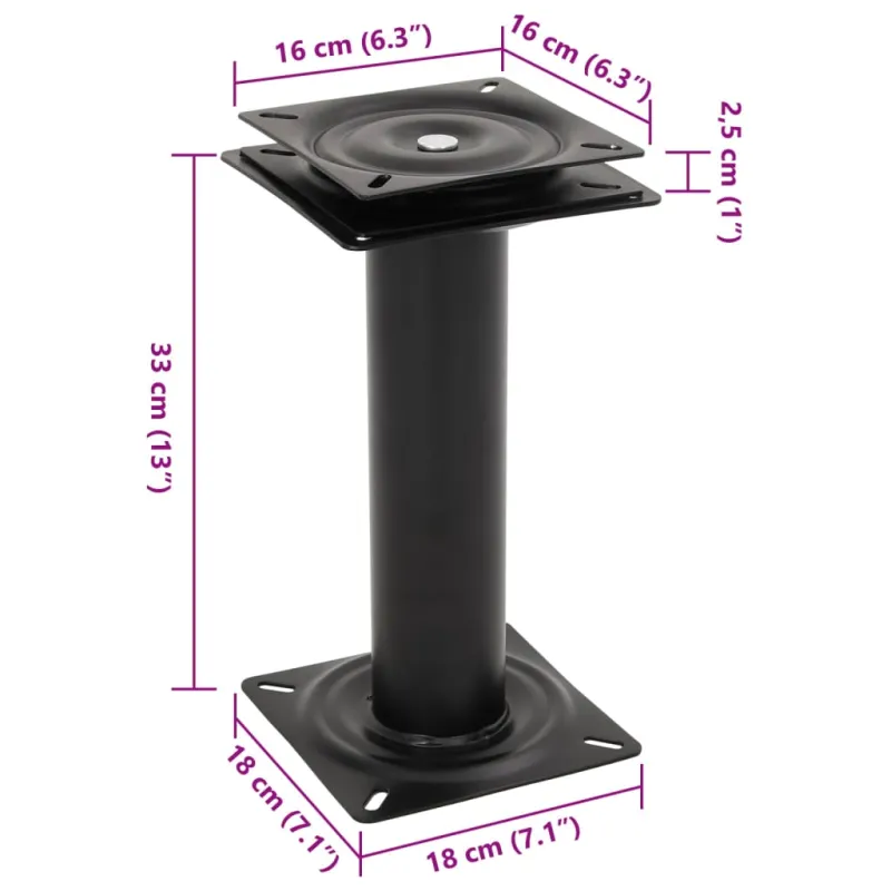 Kojos valties sėdynei, 2vnt., su pasukimo mechanizmu, plienas