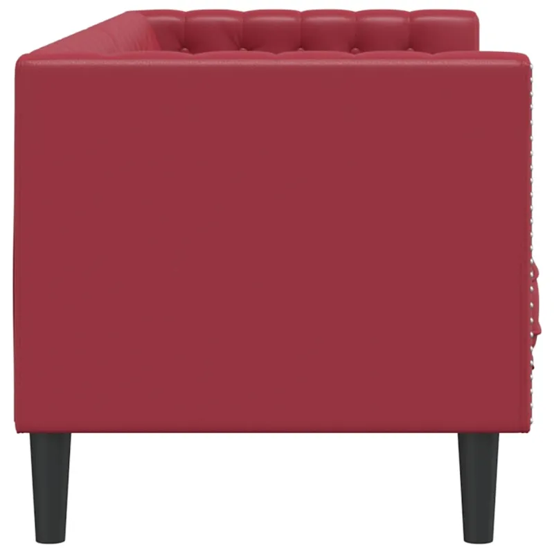 Trivietė chesterfield sofa, raudonojo vyno sp., dirbtinė oda