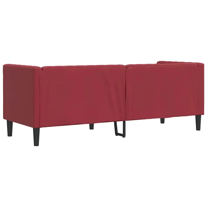 Trivietė chesterfield sofa, raudonojo vyno sp., dirbtinė oda